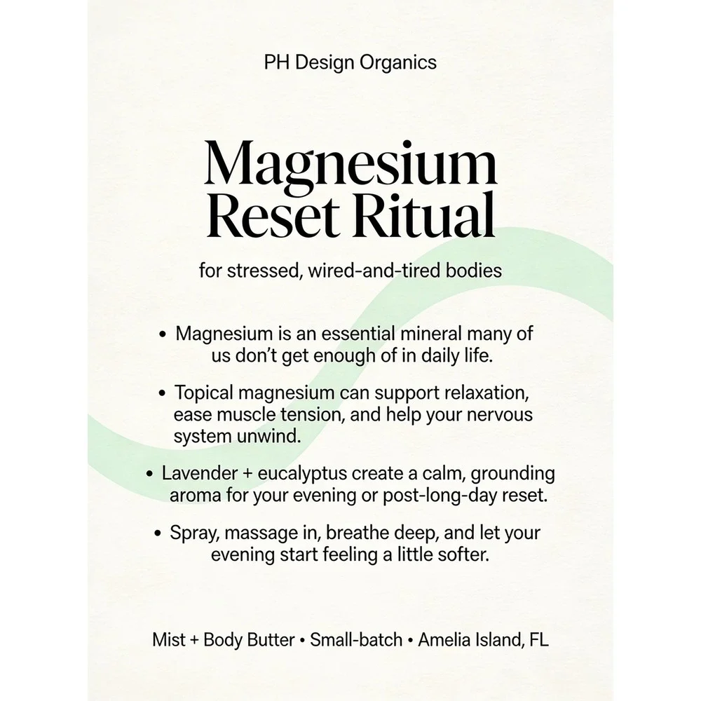 PH Design Organics Magnesium‎ Reset Mist 4oz Lavender Eucalyptus Muscle Recovery